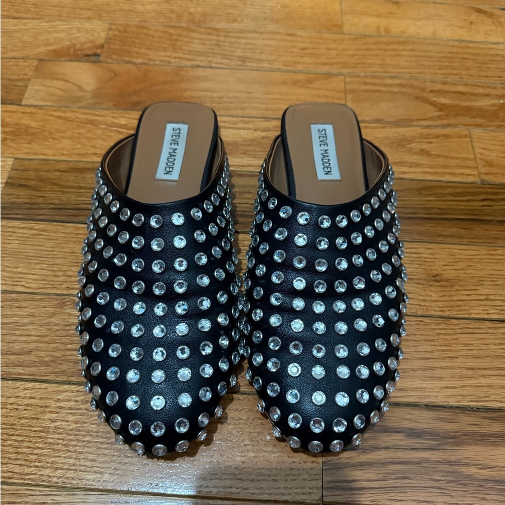 Steve Madden Black Studded Women's Mules